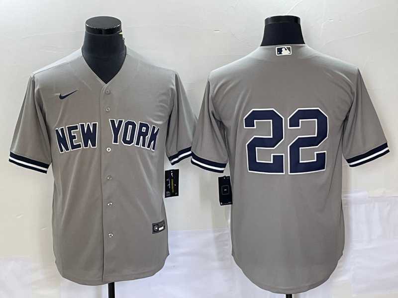Mens New York Yankees #22 Harrison Bader No Name Grey Cool Base Stitched Baseball Jersey->new york yankees->MLB Jersey